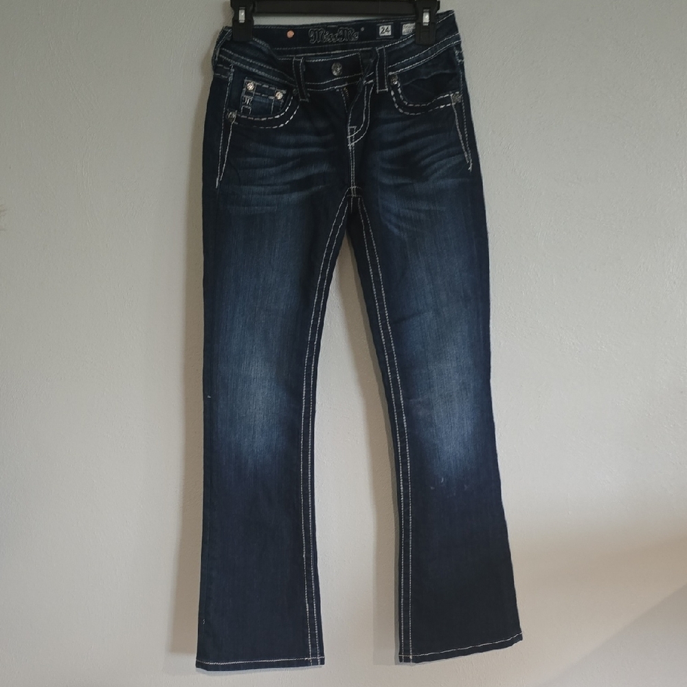 Miss Me Blue Boot Cut Jeans with Classic Indigo Finish